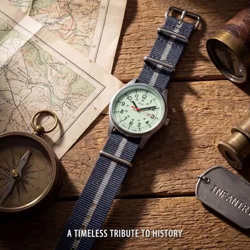 Infantry Military Quartz Watch 38mm (1.5 in) | Glow-in-the-Dark Dial, Blue Nylon Strap thumbnail 4