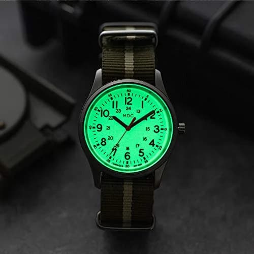 Infantry Military Field Watch 38mm (1.5 inch) | Luminous Dial, Green Nylon Strap, 50M Water Resistant thumbnail 3