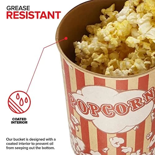 Stock Your Home 32 Oz Kraft Popcorn Buckets (25 Count) | Vintage Style Greaseproof Disposable Containers thumbnail 3