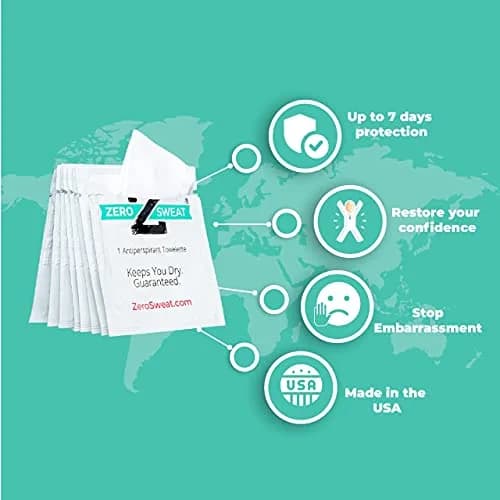ZeroSweat Clinical Strength Antiperspirant Wipes | 10 Count (100ml Total) | Reduces Armpit Sweat thumbnail 4