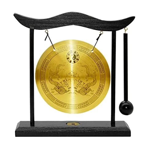 Hooshing Brass Gong Desktop Zen Art Feng Shui Decor, Dragon Pattern | Soothing Sound for Meditation & Sound Therapy thumbnail 1