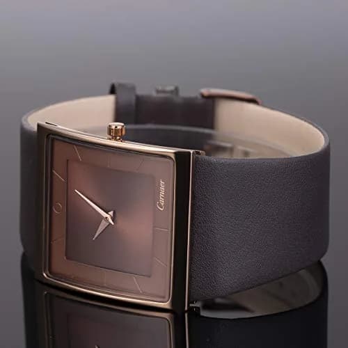 SIBOSUN Men's Square Dial Quartz Analog Watch | 41mm Stainless Steel Case, Brown Dial, Black Leather Strap thumbnail 3