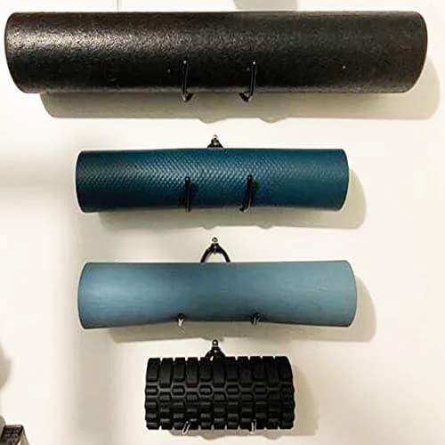 Pmsanzay Adjustable Yoga Mat Foam Roller Wall Rack Holder - 4/PK - Black - 9.07 kg Capacity thumbnail 5