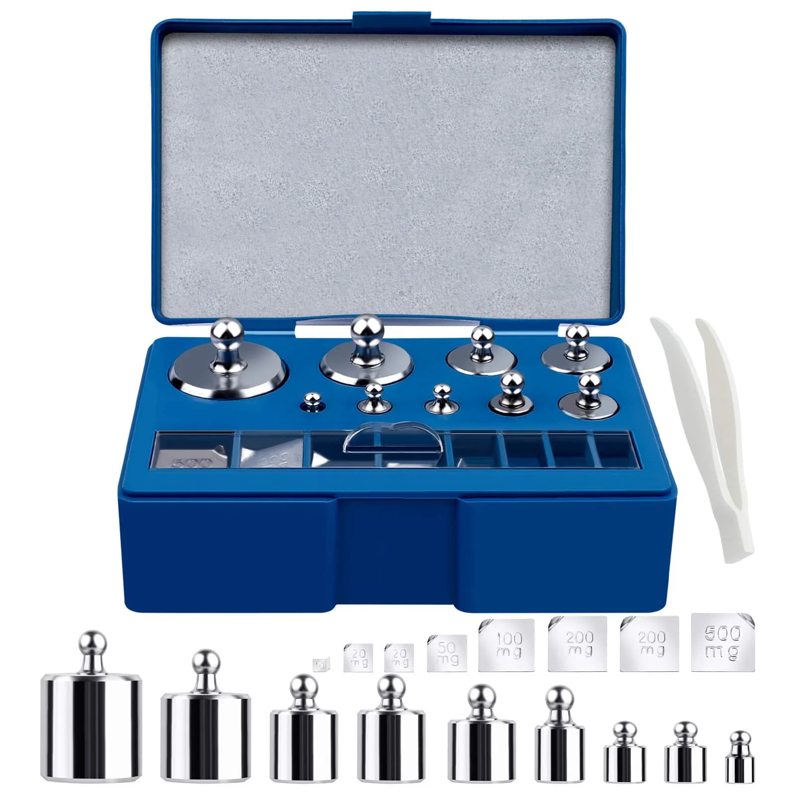 UCEC Calibration Weights for Digital Scale 10mg-100g | Precision Stainless Steel Kit with Tweezers — 211.1g Set
