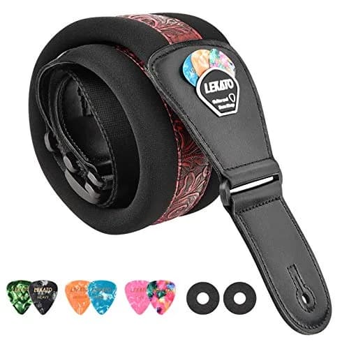 LEKATO Bass Guitar Strap - 3" Wide, Padded, Adjustable 45" to 55" | Comfortable, Durable & Safe for Heavy Guitars thumbnail 1