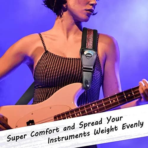 LEKATO Bass Guitar Strap - 3" Wide, Padded, Adjustable 45" to 55" | Comfortable, Durable & Safe for Heavy Guitars thumbnail 6