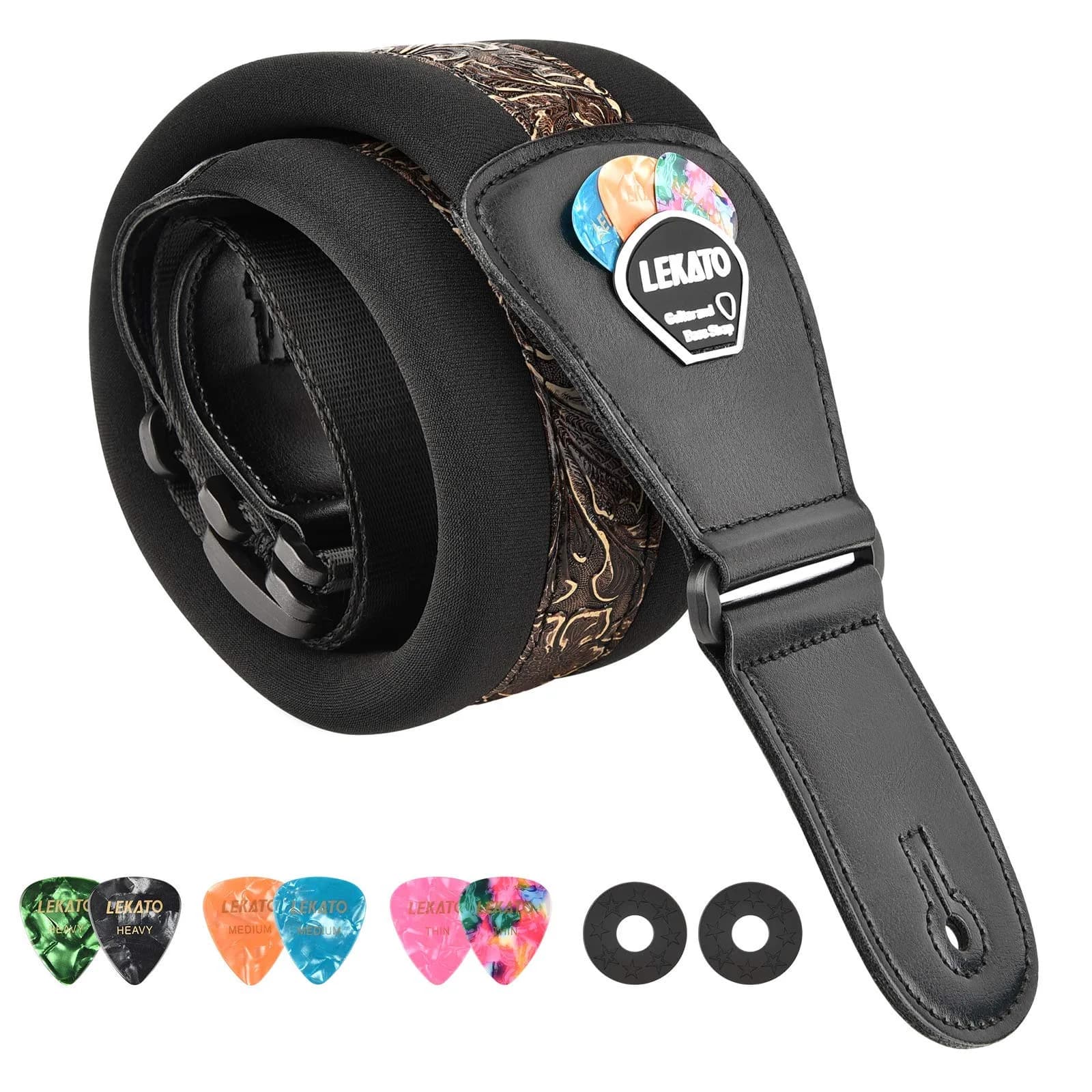 LEKATO Bass Guitar Strap - 3" Wide, Padded, Adjustable 45" to 55" | Comfortable & Durable