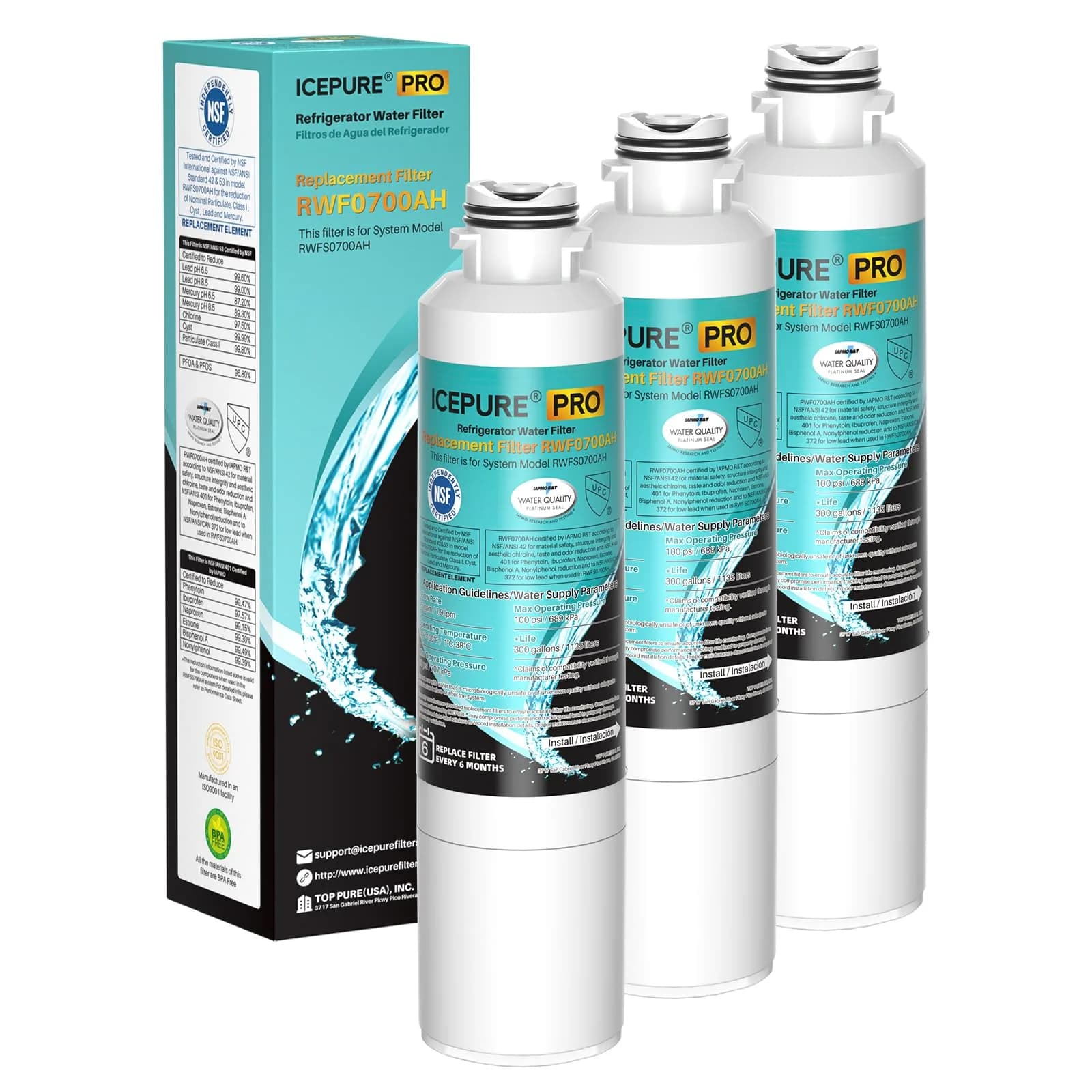 ICEPURE PRO DA29-00020B Refrigerator Water Filter 23.1cm (9.1in) | NSF 401 & 53 Certified for Pharmaceuticals, Lead, Mercury