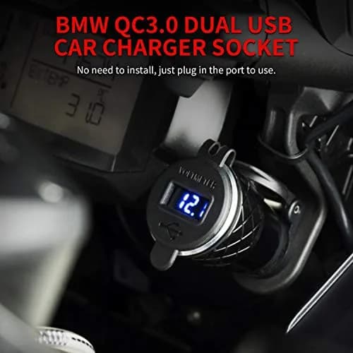 DAIERTEK DIN Hella Plug to Dual USB Charger Adapter for BMW Triumph Tiger Ducati Motorcycle Waterproof QC3.0 with Blue LED Voltmeter thumbnail 7