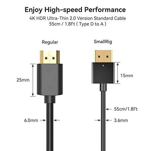SMALLRIG Ultra-Thin HDMI Cable 55cm (1.8ft) | 4K 60Hz HDMI 2.0 for Cameras thumbnail 3