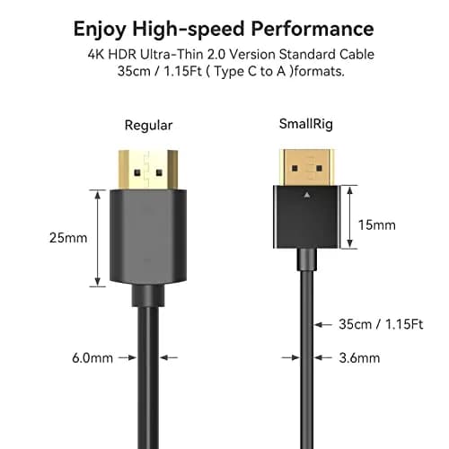 SMALLRIG Ultra Thin Mini to HDMI Cable 35cm (1.15ft) | 4K@60Hz HDR 2.0 for Camera Rigs thumbnail 3