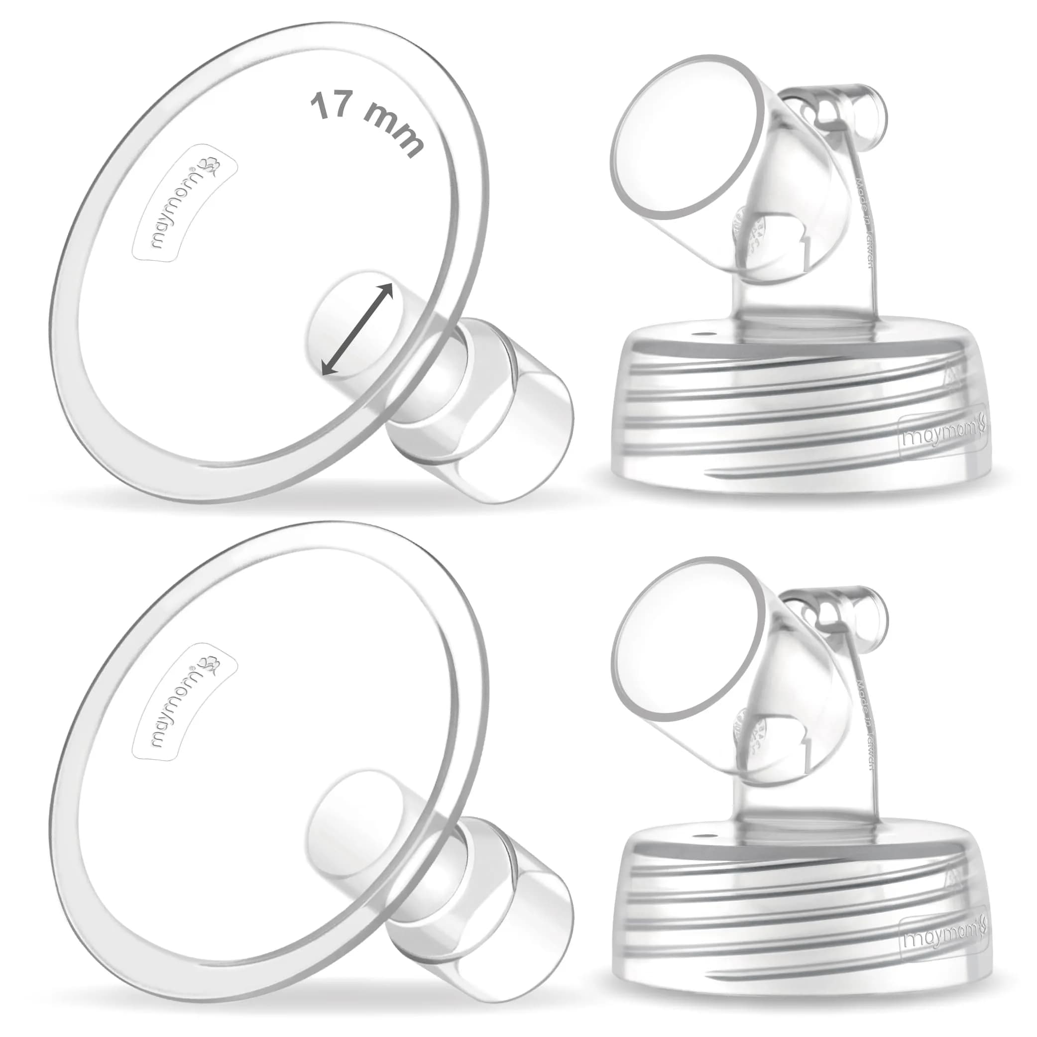 Maymom 13mm Wide Neck Pump Parts for Spectra S1/S2 Pumps | BPA-Free Double Pumping Flanges (2-Pack) — Flange 17mm