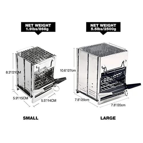 REDCAMP Wood Burning Folding Camp Stove Large | Stainless Steel Grid, Portable Collapsible Backpacking Stove Survival Rocket Stove for Hiking Outdoor Tent Camping Picnic BBQ thumbnail 4