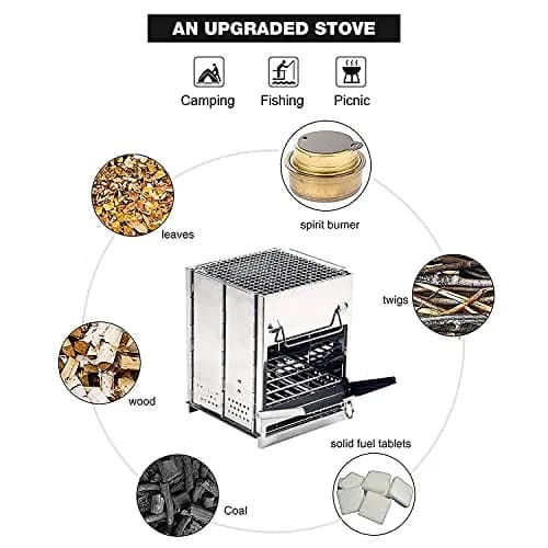 REDCAMP Wood Burning Folding Camp Stove Large | Stainless Steel Grid, Portable Collapsible Backpacking Stove Survival Rocket Stove for Hiking Outdoor Tent Camping Picnic BBQ thumbnail 3