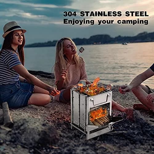 REDCAMP Wood Burning Folding Camp Stove Stainless Steel Grill Small | Lightweight & Portable for Hiking Outdoor Tent Camping Picnic BBQ thumbnail 6
