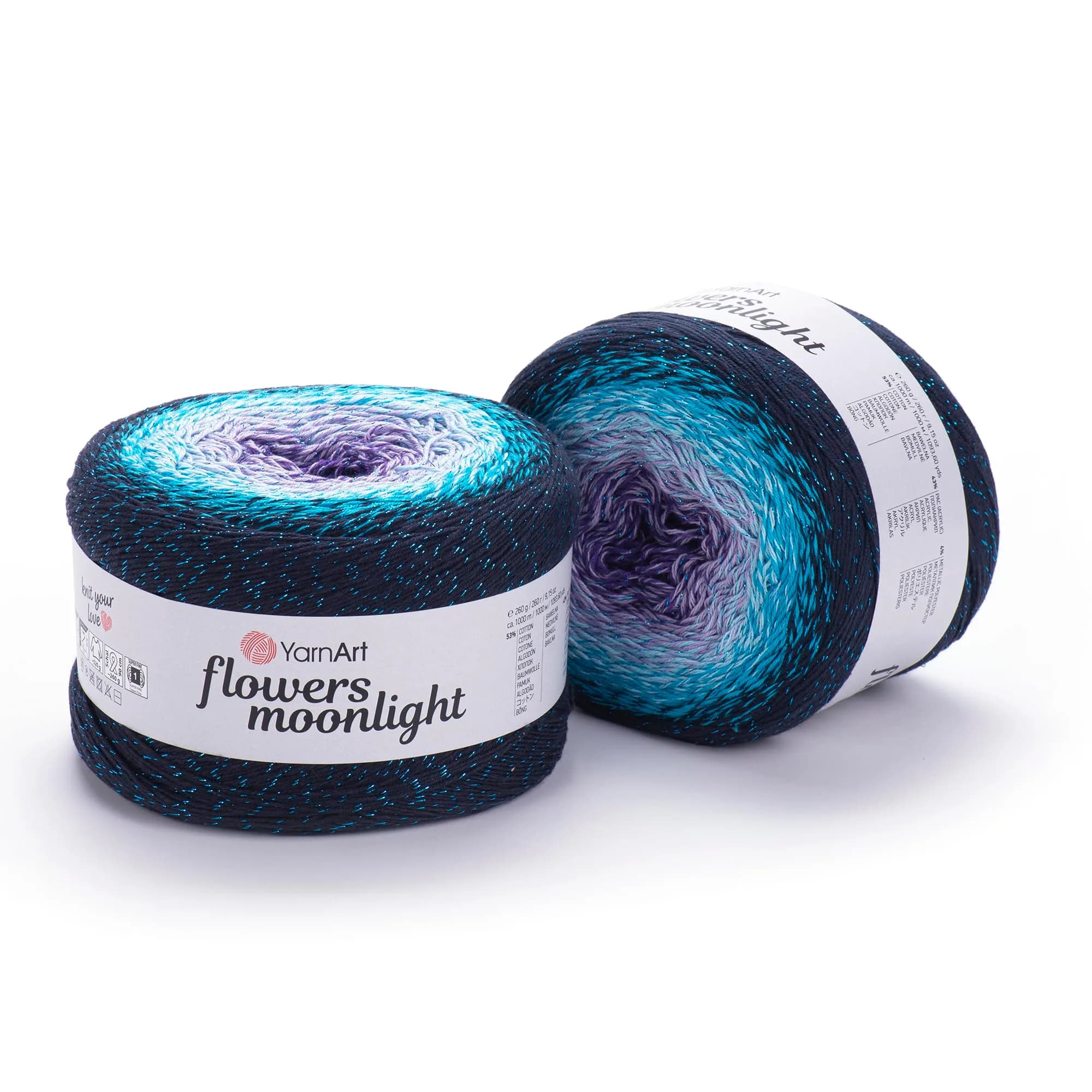 YarnArt Flowers Moonlight Gradient Cotton Acrylic Yarn 250g | Shiny Multicolor Crochet & Knitting — 3254