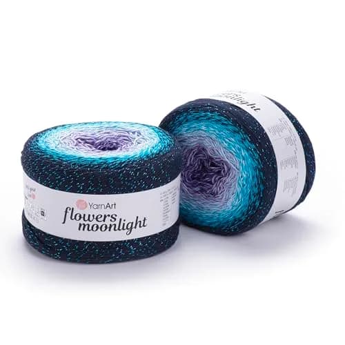 YarnArt Flowers Moonlight Gradient Cotton Acrylic Yarn 250g | Shiny Multicolor with Metallic Lurex thumbnail 1