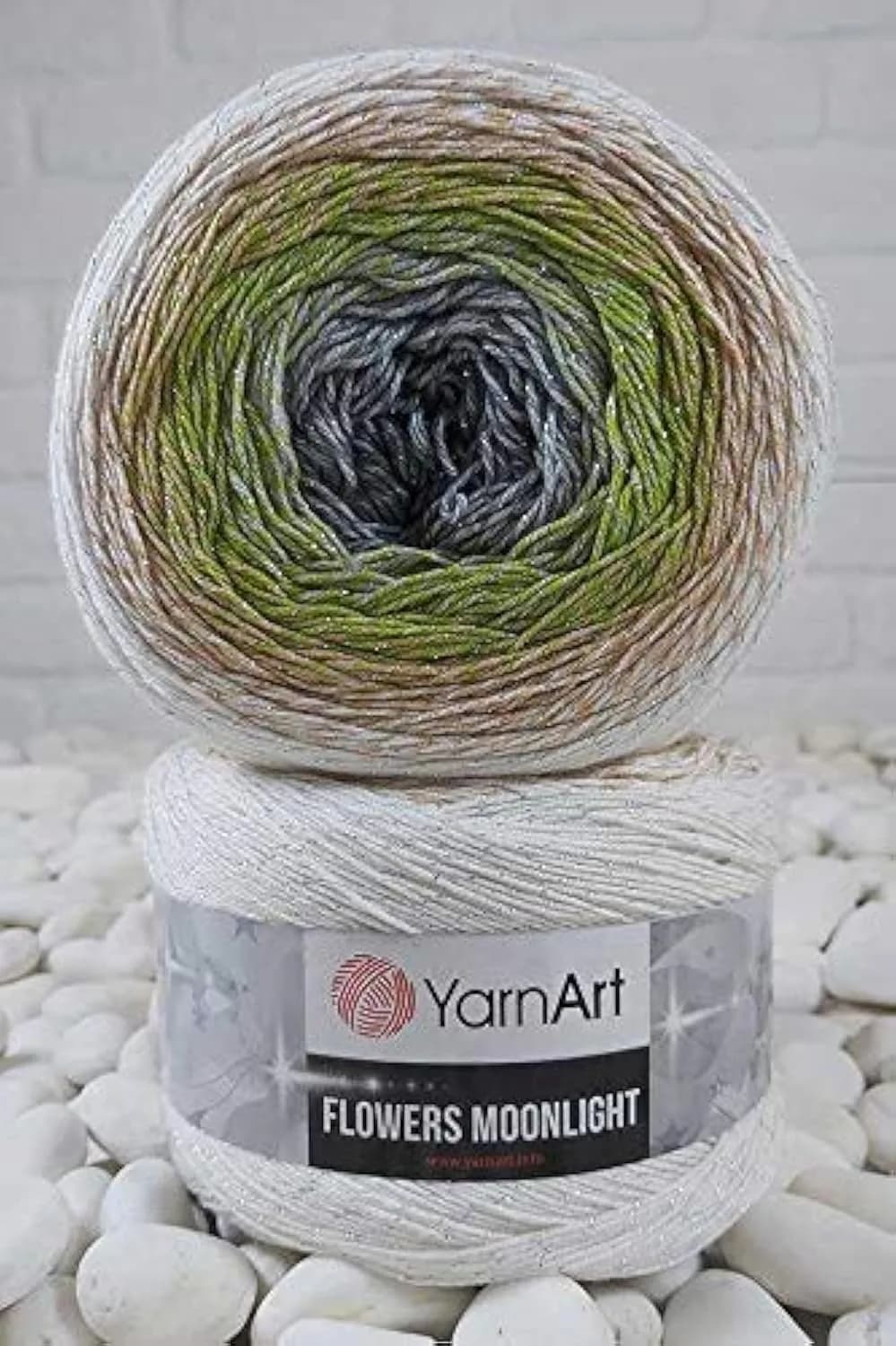YarnArt Flowers Moonlight Gradient Cotton Acrylic Yarn with Metallic Lurex 250g (9.17oz) 1000m | Shiny Multicolor Cake Yarn for Crochet & Knitting — 3270