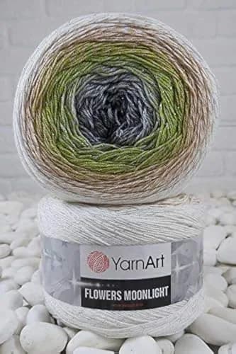 YarnArt Flowers Moonlight Gradient Cotton Acrylic Yarn with Metallic Lurex, 250g (9.17oz) – 1000m Cake Yarn for Crochet & Knitting thumbnail 1