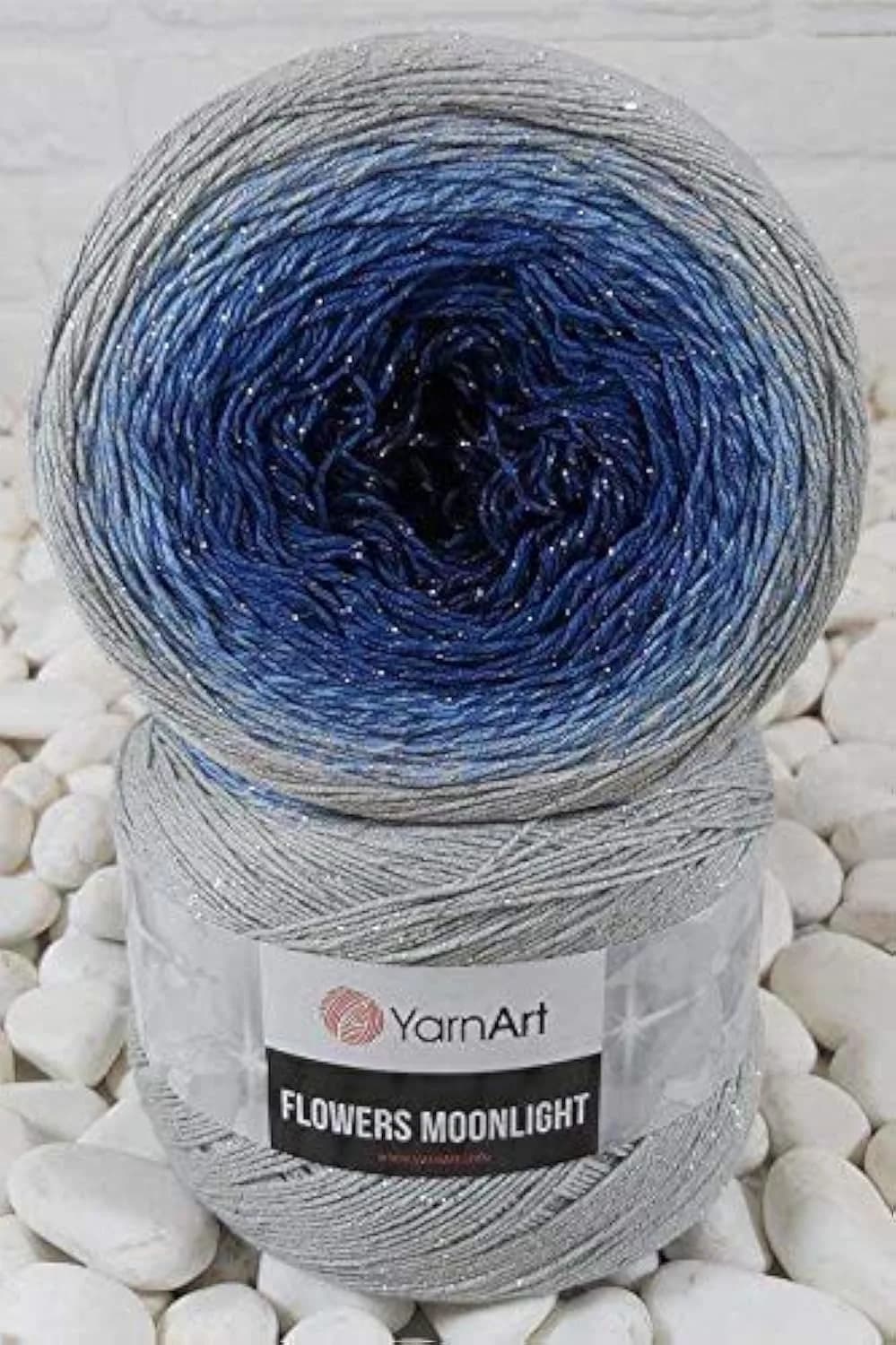 YarnArt Flowers Moonlight Gradient Cotton Acrylic Yarn with Metallic Lurex 250g (9.17oz) 1000m | Shiny Multicolor Cake Yarn for Crochet & Knitting — 3271