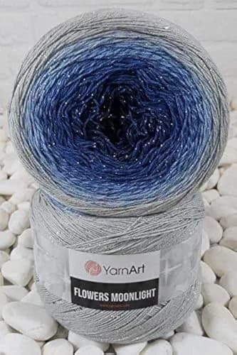 YarnArt Flowers Moonlight Gradient Cotton Acrylic Yarn with Metallic Lurex 250g (9.17oz) 1093 Yards | Shiny Multicolor Cake Yarn for Crochet & Knitting thumbnail 1