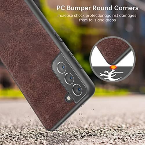 SALAWAT Galaxy S21 Case, Slim PU Leather Vintage Shockproof Phone Cover 6.2inch | Lightweight Hybrid Protection thumbnail 7