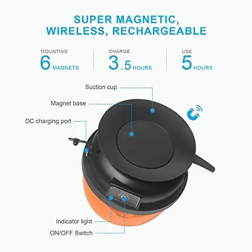 Agrieyes W08 Wireless Amber LED Beacon Light | Magnetic Base Strobe Light for Vehicles thumbnail 4