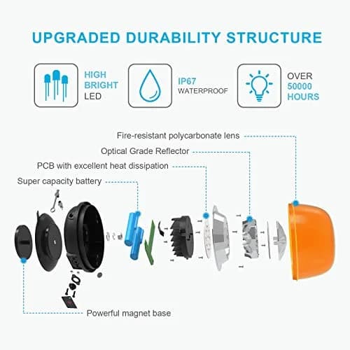 Agrieyes W08 Wireless Amber LED Beacon Light | Magnetic Base Strobe Light for Vehicles thumbnail 5