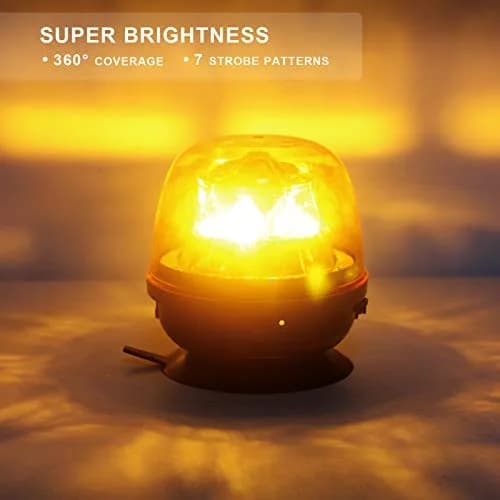 Agrieyes W08 Wireless Amber LED Beacon Light | Magnetic Base Strobe Light for Vehicles thumbnail 2