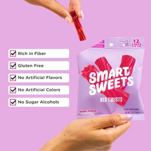 PRIME NUTRITION SMART Sweets RED Twists 4 Pack | Plant-Based Vegan Keto Friendly Snack thumbnail 2