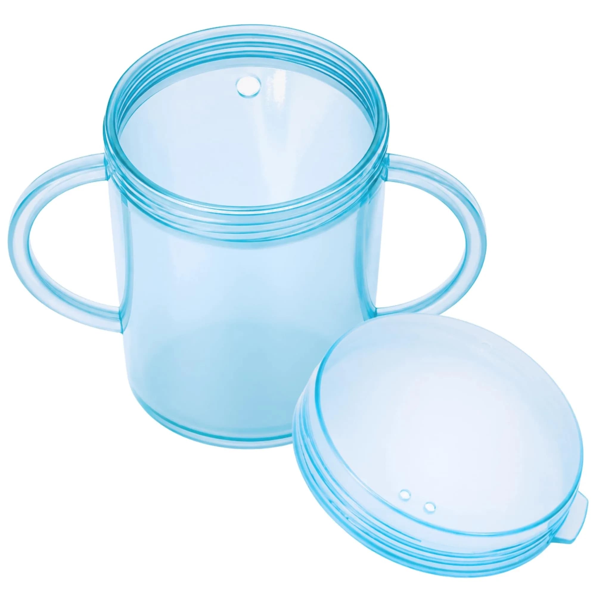 TalkTools Recessed Lid Cup with Handles, 150ml (5 fl oz) Purple | Therapeutic Oral Motor Training Cup — Light Blue