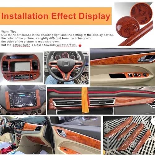 GreceYou High Glossy Wood Grain Vinyl Wrap Sticker 100x40cm | Waterproof Car Interior & Exterior Wrap thumbnail 6
