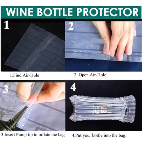 AKLVBL Wine Bottle Protector Bags 10 Pack Bubble Cushion Wrap | Protects Glass Bottles During Travel & Shipping thumbnail 4