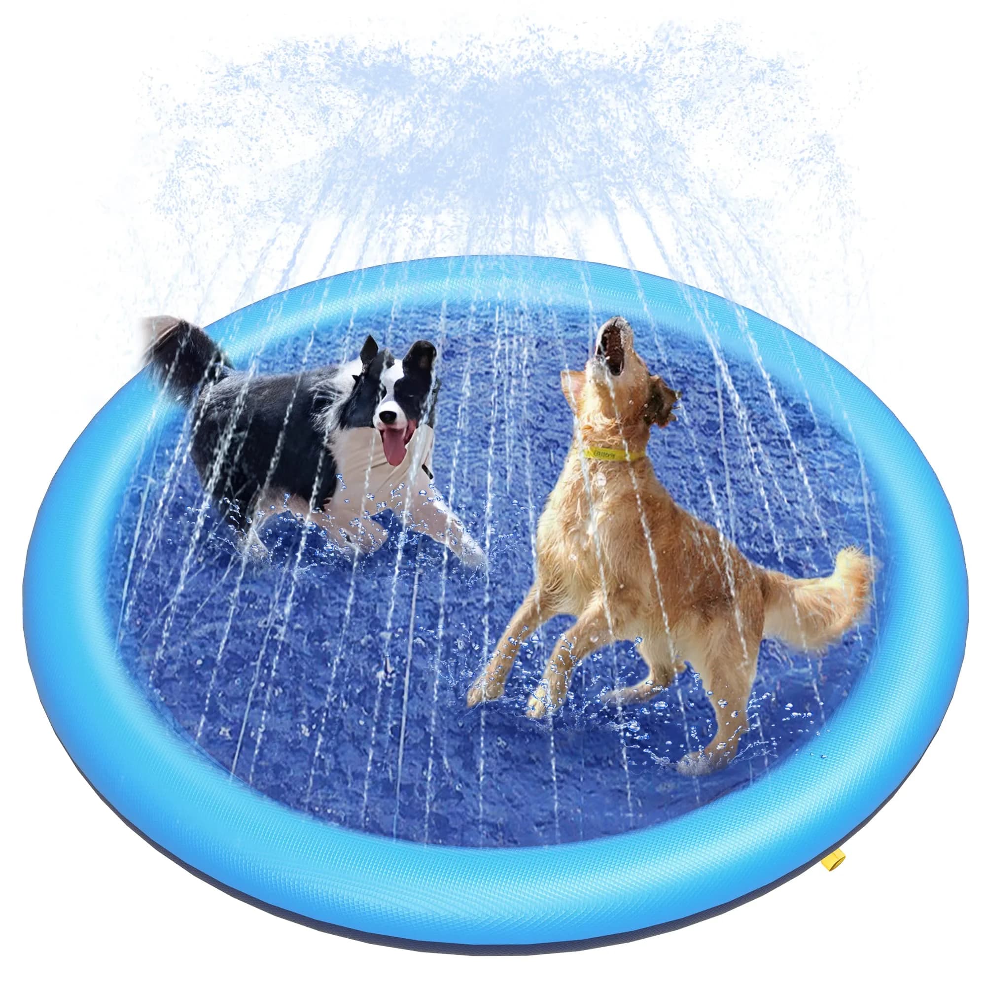 Peteast Dog Pool, Anti-Slip Splash Pad for Dogs, 67 in, Blue | Large Water Play Mat for Dogs & Kids — Blue