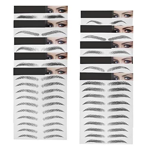 Micro Traders 6D Eyebrow Stickers 100 Pairs (10 Sheets) | Natural Hair-Like Waterproof Eyebrow Tattoos thumbnail 1