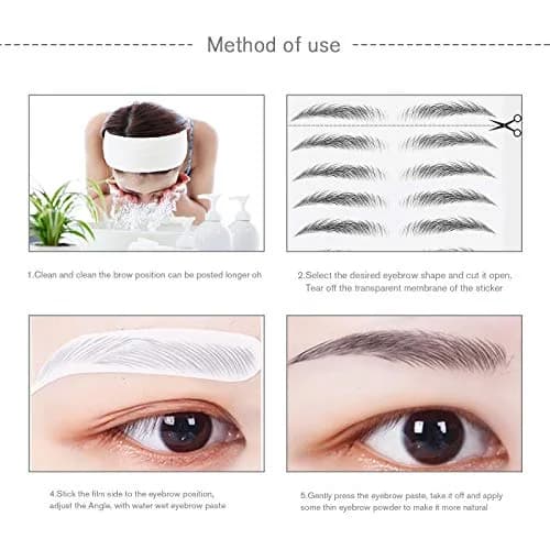 Micro Traders 6D Eyebrow Stickers 100 Pairs (10 Sheets) | Natural Hair-Like Waterproof Eyebrow Tattoos thumbnail 5