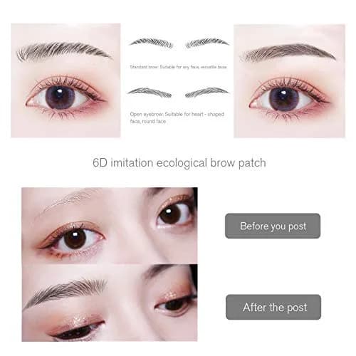 Micro Traders 6D Eyebrow Stickers 100 Pairs (10 Sheets) | Natural Hair-Like Waterproof Eyebrow Tattoos thumbnail 2
