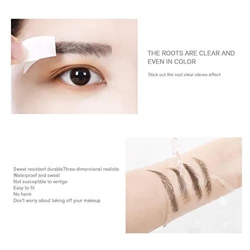 Micro Traders 6D Eyebrow Stickers 100 Pairs (10 Sheets) | Natural Hair-Like Waterproof Eyebrow Tattoos thumbnail 3
