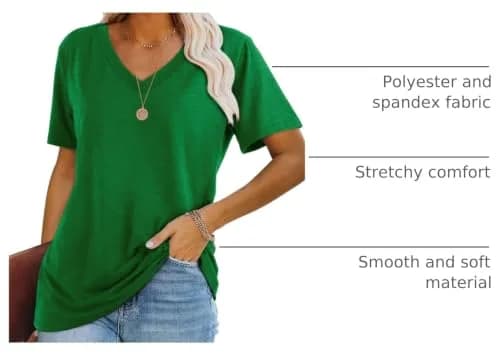 WIHOLL Green V Neck Loose Fit Summer Top for Women | Casual Blouse for Beach & Vacation thumbnail 4