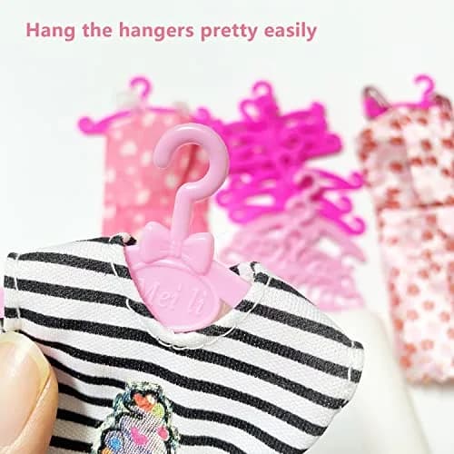 HighFun 50PCS Doll Hangers for Barbie Hangers for Doll Clothes 11.5 inch | Pink Lovely Box Storage for Girls thumbnail 3