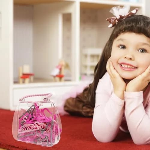 HighFun 50PCS Doll Hangers for Barbie Hangers for Doll Clothes 11.5 inch | Pink Lovely Box Storage for Girls thumbnail 4