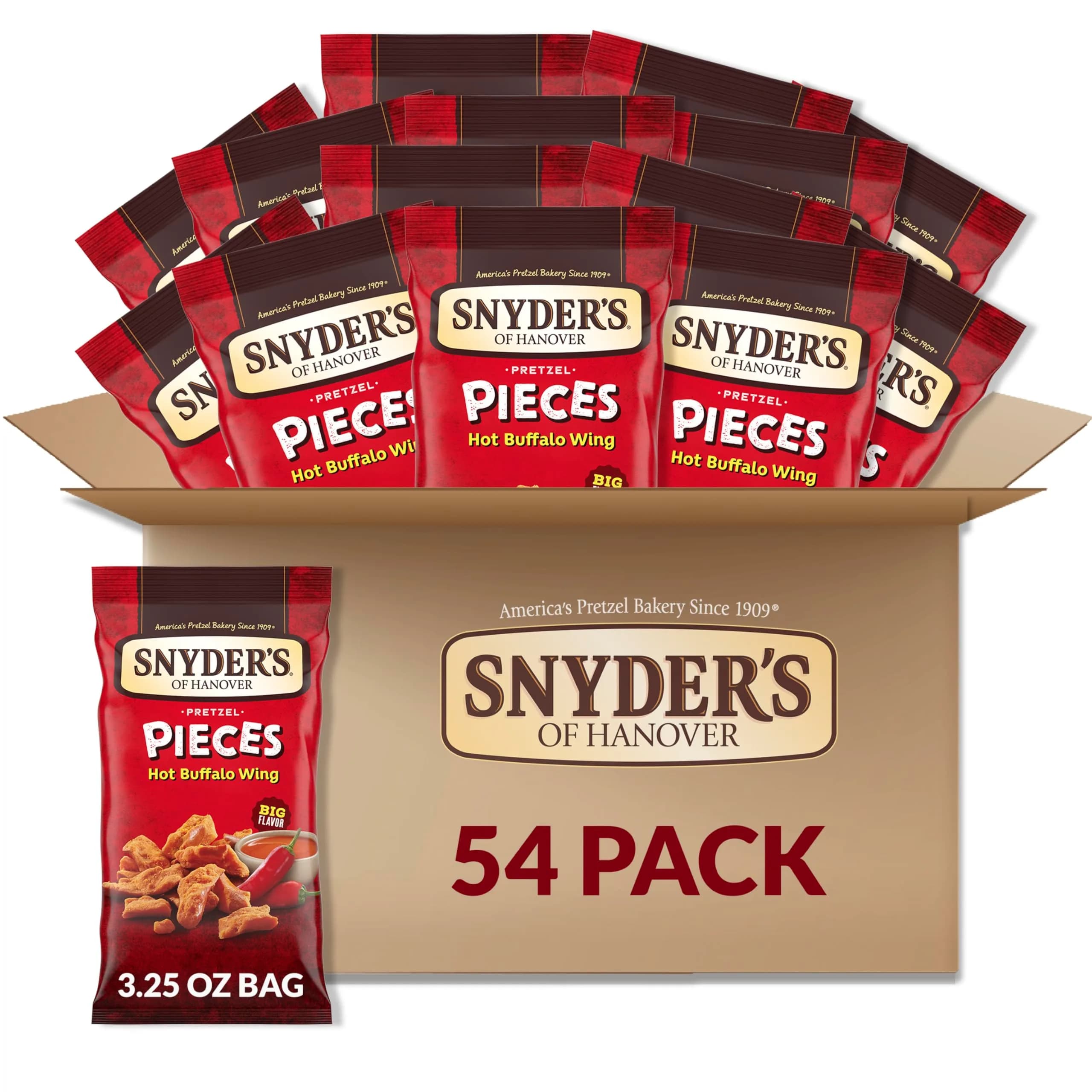 Snyder's of Hanover Hot Buffalo Wing Flavored Pretzels 8 Oz | Spicy Sourdo... (120c) — 6-Pack