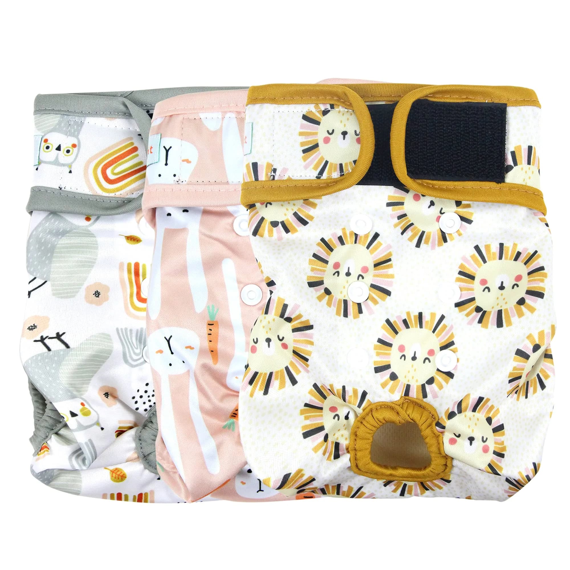 Langsprit Washable Female Dog Diapers (3 Pack) - Highly Absorbent, Adjustable, Leak-Free, Machine Washable, Small Medium Large, Doggie Reusable Diapers - main product image
