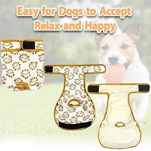 Langsprit Washable Female Dog Diapers (3 Pack) - Highly Absorbent, Adjustable, Leak-Free, Machine Washable, Small Medium Large, Doggie Reusable Diapers thumbnail 5