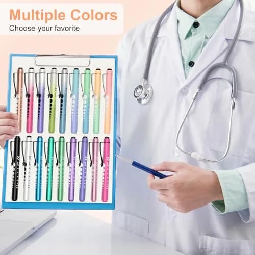 RISEMART LED Pen Lights for Nurses, 2-Pack White Light 12.8cm (5.03in) | Medical Penlight with Pupil Gauge & Ruler thumbnail 7