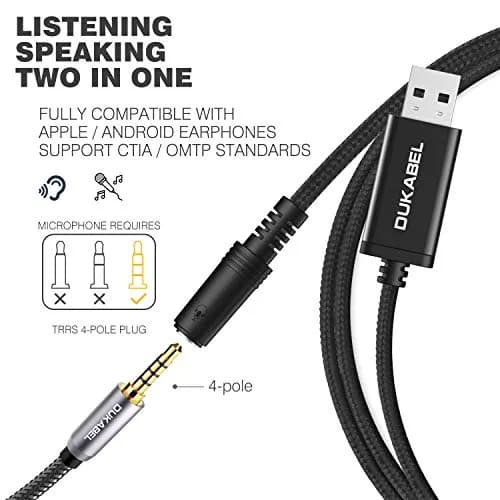 DUKABEL USB to 3.5mm Jack Audio Adapter | 50cm AUX Cable for PC, PS4, PS5 thumbnail 8