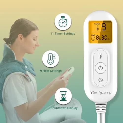 Comfytemp Weighted Heating Pad for Neck Shoulders Back 2.6lb 500g (19"x23") | Fast Heating with 9 Levels & 11 Timers thumbnail 4