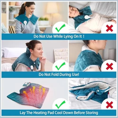 Comfytemp Weighted Heating Pad for Neck Shoulders Back 2.6lb 500g (19"x23") | Fast Heating with 9 Levels & 11 Timers thumbnail 6