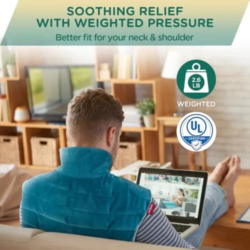 Comfytemp Weighted Heating Pad for Neck Shoulders Back 2.6lb 500g (19"x23") | Fast Heating with 9 Levels & 11 Timers thumbnail 2
