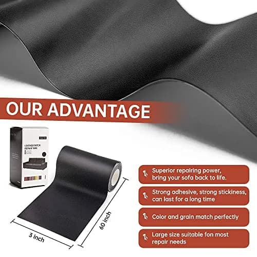 Cindy's Tape Black Leather Repair Patch Kit 76cm x 152cm (3 x 60 inch) | Self-Adhesive for Furniture, Sofas, Car Seats thumbnail 2